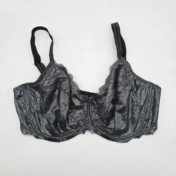 Chantelle Rive Gauche Bra 38DDD Black Metallic Lace - Picture 3 of 10